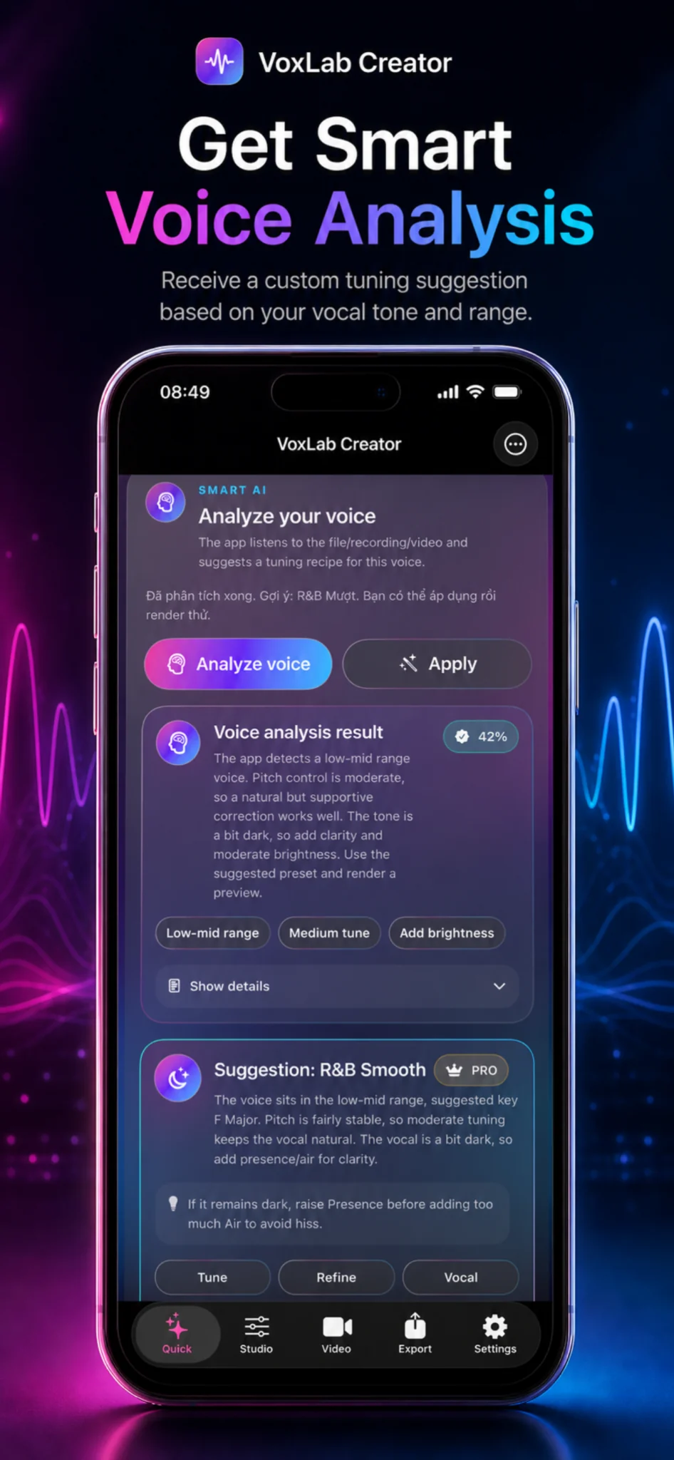 Voice analysis result details screenshot